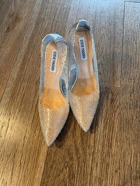 Steve Madden Silver Crystal Pointed-Toe Heels